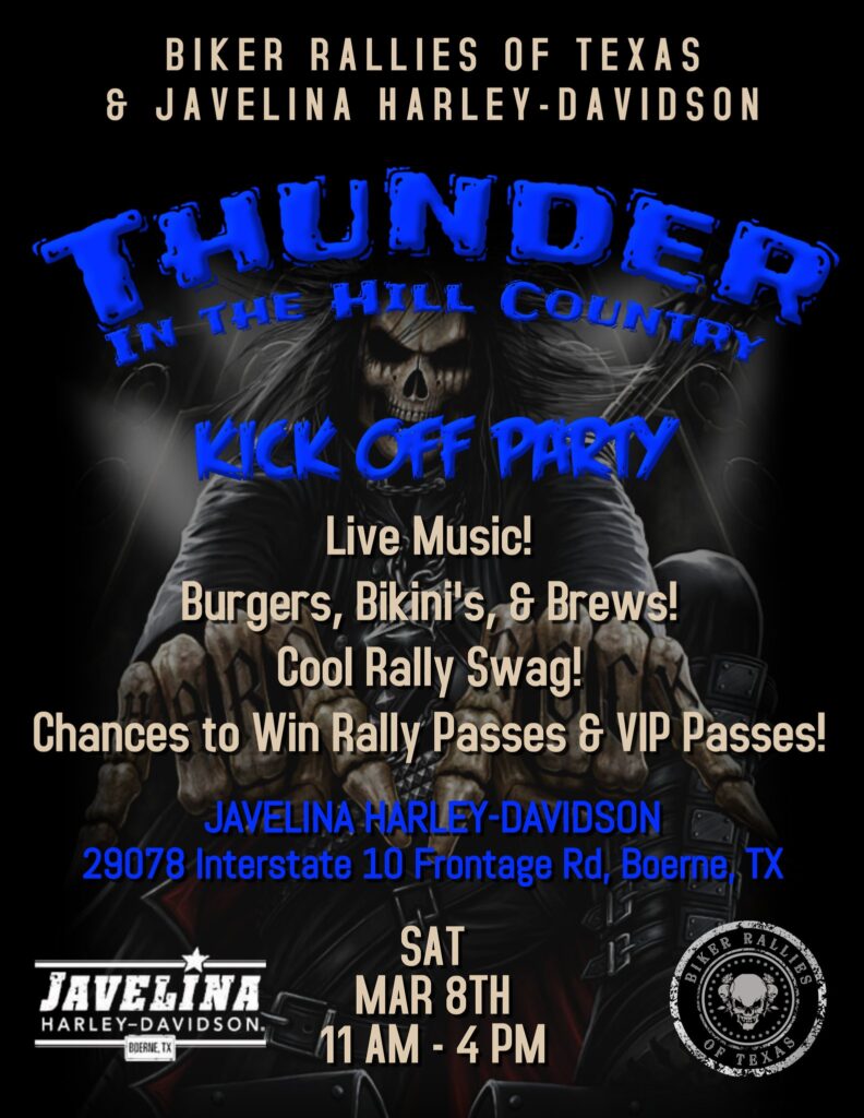 Javelina Harley-Davidson Biker Rallies of Texas Thunder in the HIll Country kick off party 